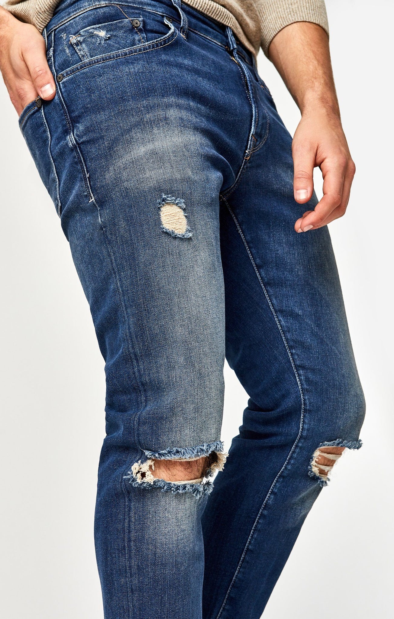 JAKE SLIM LEG IN USED RIPPED AUTHENTIC VINTAGE - Mavi Jeans