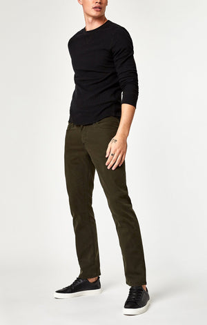 ZACH STRAIGHT LEG IN DARK GREEN TWILL - Mavi Jeans