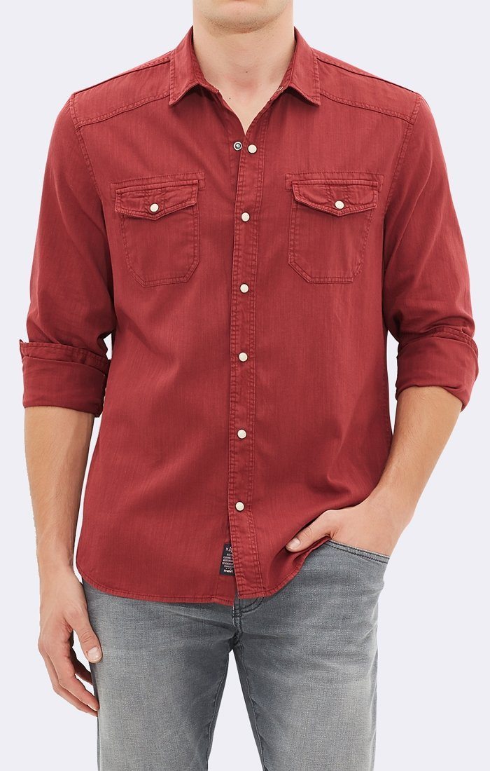 DOUBLE POCKET SHIRT IN RED CHECK - Mavi Jeans