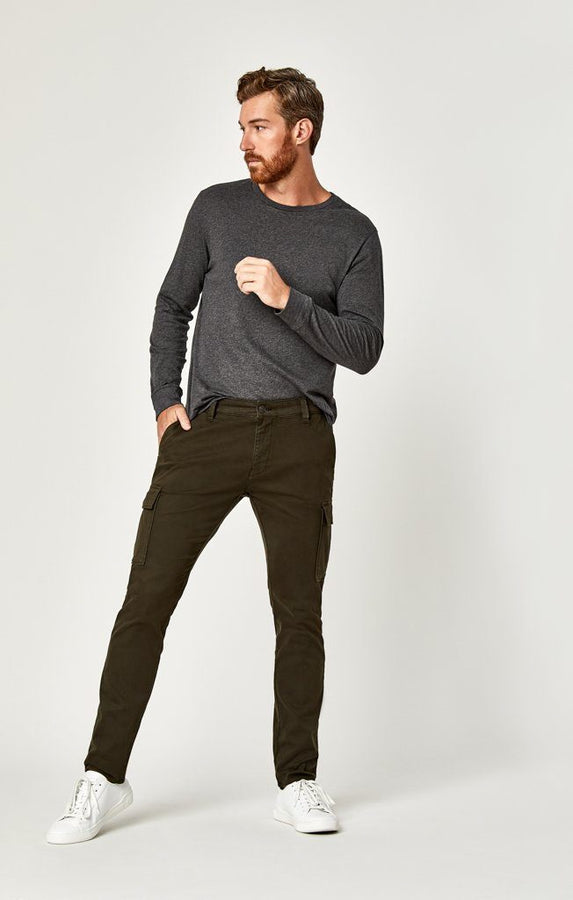 KEVIN SLIM CARGO IN DARK GREEN TWILL - Mavi Jeans