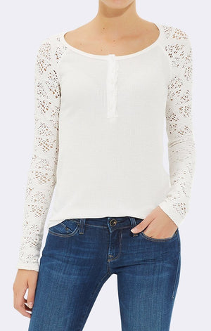 LACE SLEEVE HENLEY - Mavi Jeans