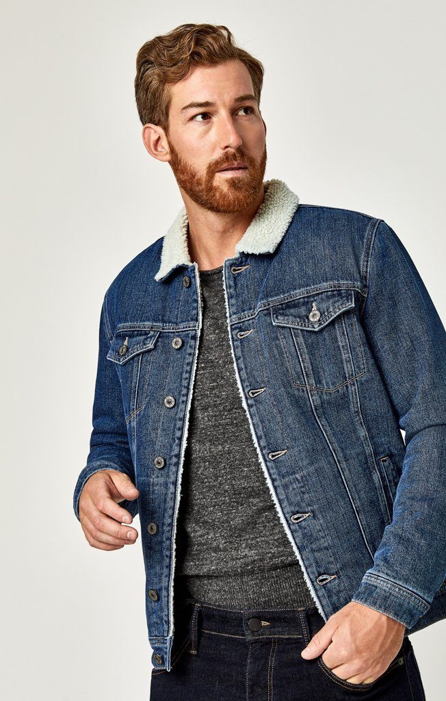 FRANK JACKET IN DARK SHERPA - Mavi Jeans