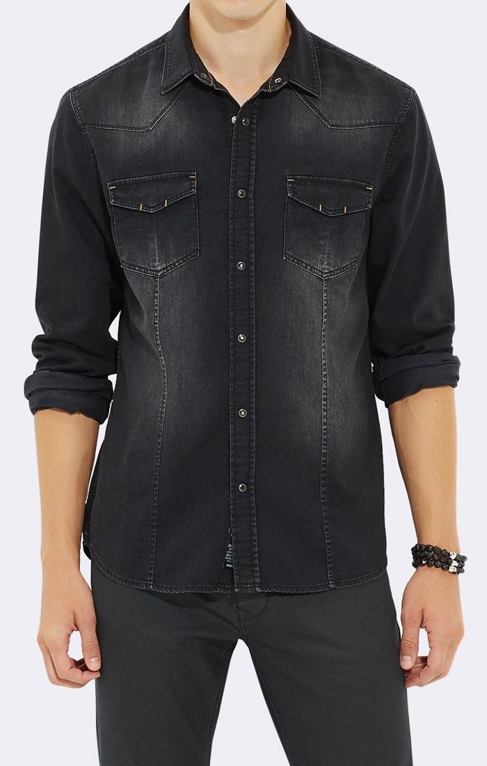 DENIM SHIRT IN BLACK - Mavi Jeans