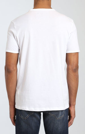 SHORT SLEEVE HENLEY TEE IN WHITE - Mavi Jeans