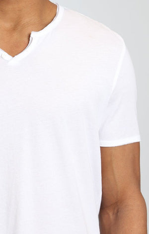 SHORT SLEEVE HENLEY TEE IN WHITE - Mavi Jeans