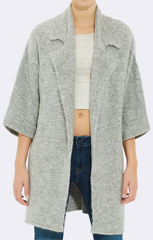 COLLARED CARDIGAN - GREY MELANGE - Mavi Jeans