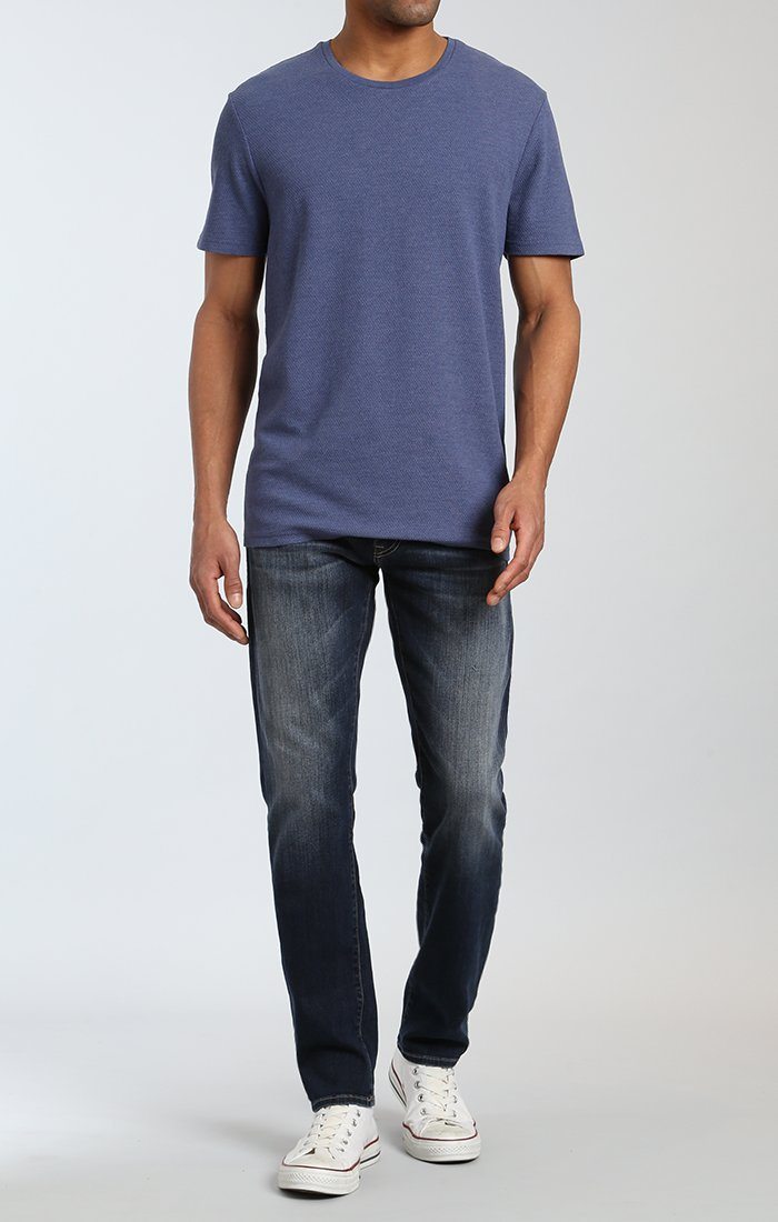 SHORT SLEEVE TEXTURED TEE IN INDIGO - Mavi Jeans