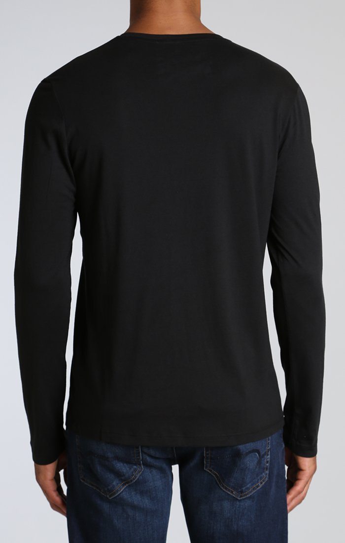 LONG SLEEVE HENLEY IN BLACK - Mavi Jeans