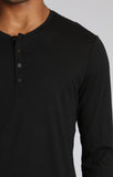 LONG SLEEVE HENLEY IN BLACK - Mavi Jeans