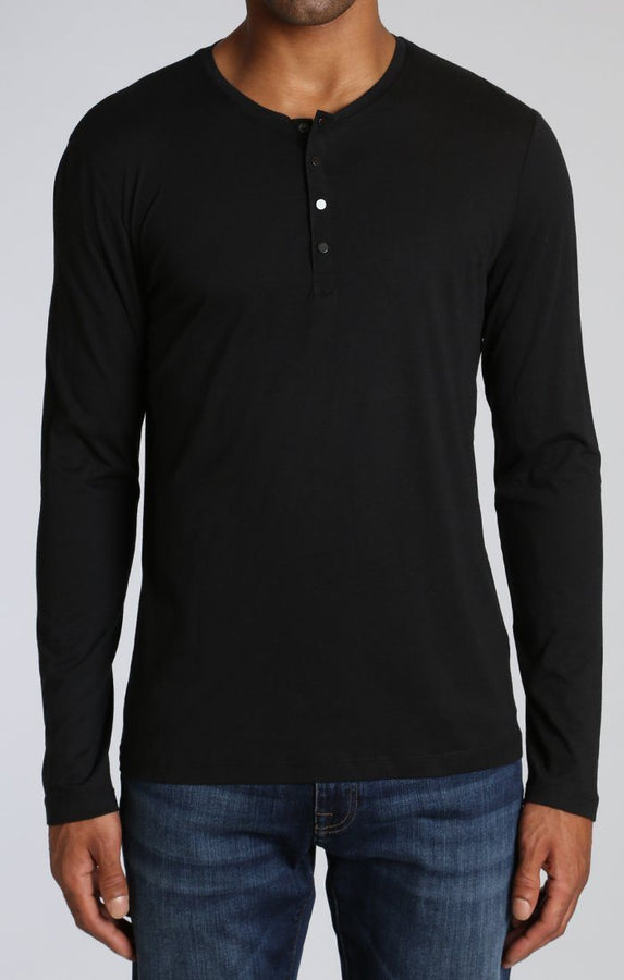 LONG SLEEVE HENLEY IN BLACK - Mavi Jeans