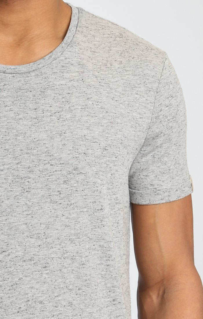 FOLDED SHORT SLEEVE TEE IN HEATHER GREY - Mavi Jeans