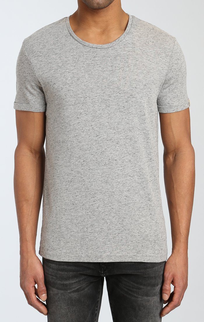 FOLDED SHORT SLEEVE TEE IN HEATHER GREY - Mavi Jeans