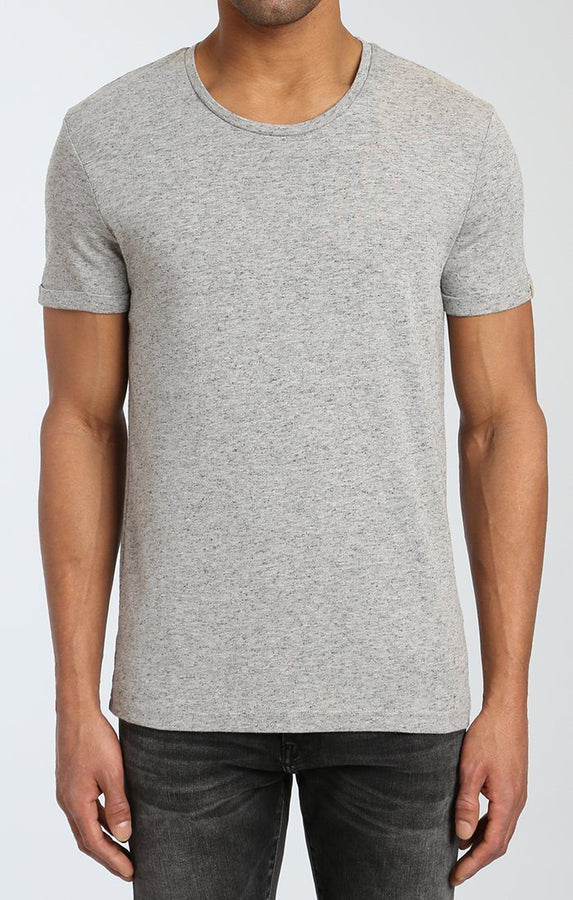 FOLDED SHORT SLEEVE TEE IN HEATHER GREY - Mavi Jeans