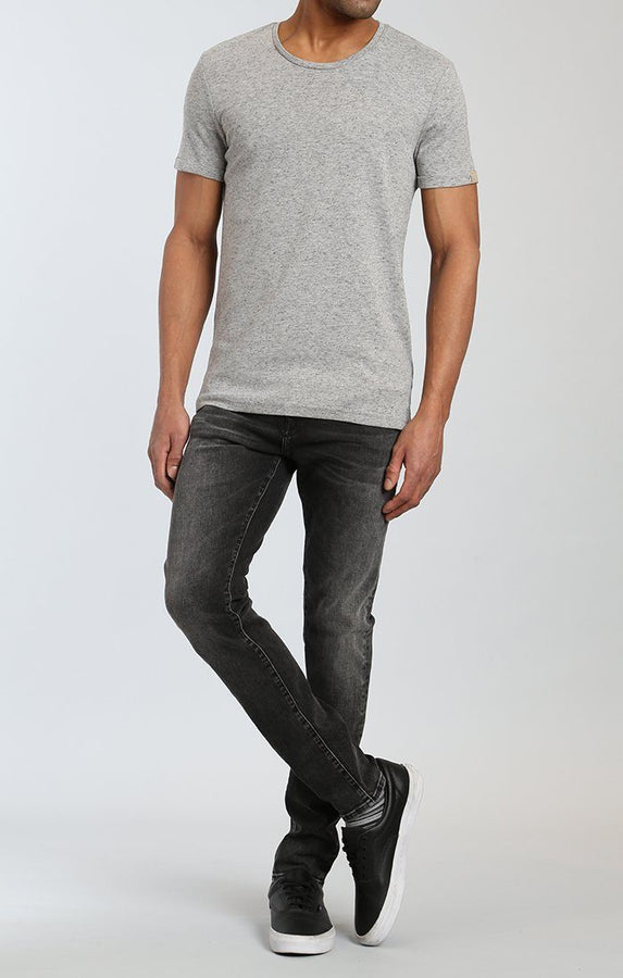 FOLDED SHORT SLEEVE TEE IN HEATHER GREY - Mavi Jeans