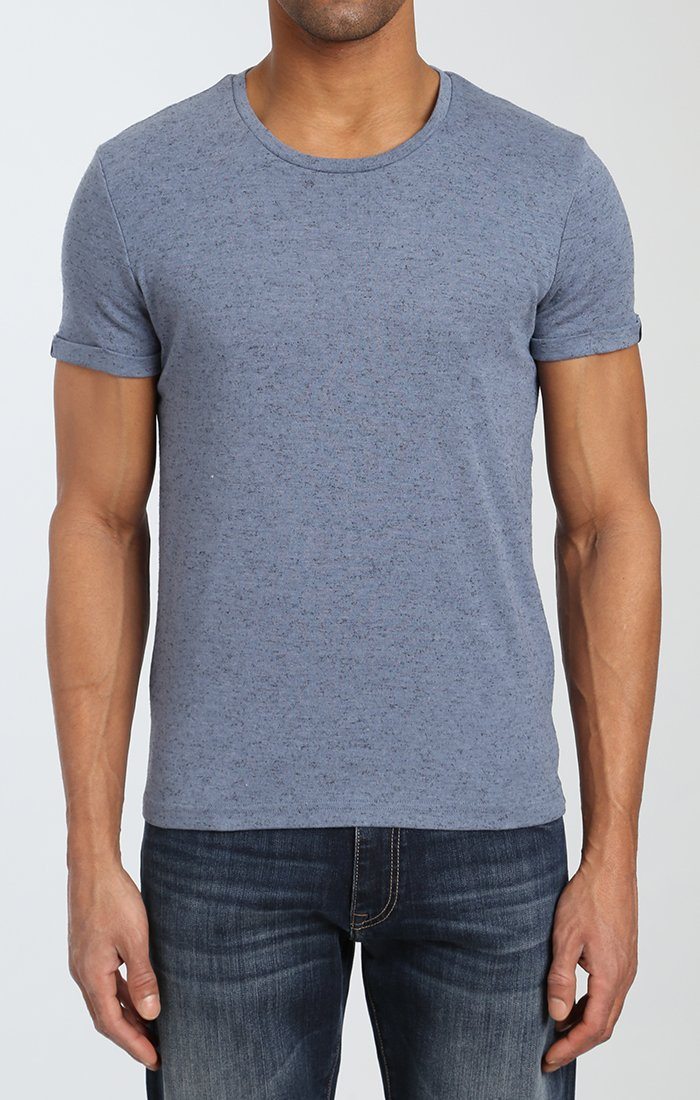 FOLDED SHORT SLEEVE TEE IN HEATHER INDIGO - Mavi Jeans