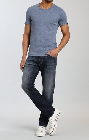 FOLDED SHORT SLEEVE TEE IN HEATHER INDIGO - Mavi Jeans