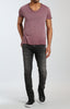 SHORT SLEEVE V-NECK TEE IN BERRY - Mavi Jeans