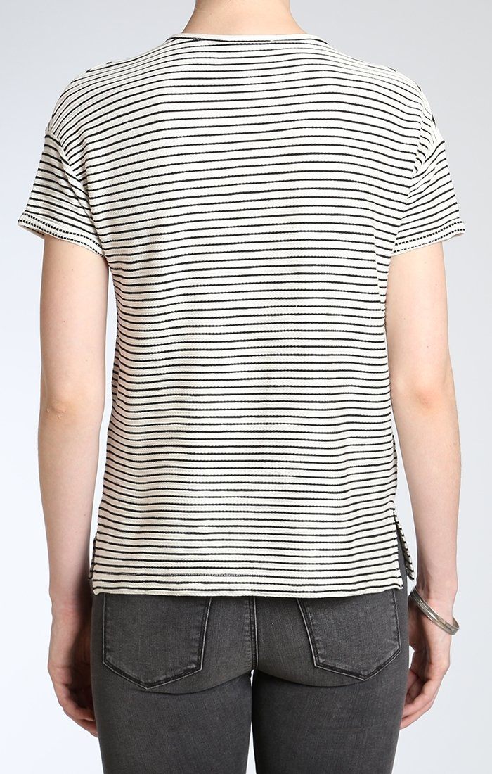 BLACK STRIPE VNECK TEE - Mavi Jeans