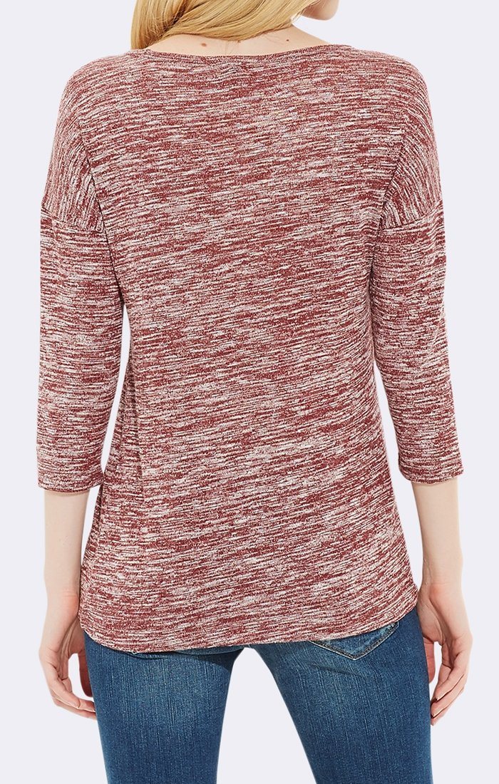 THREE-QUARTER SLEEVE TOP - WINE - Mavi Jeans