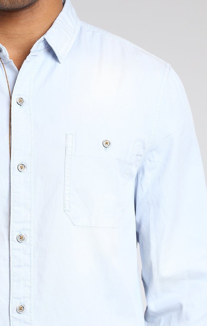 DOBBY FITTED SHIRT IN SKY BLUE - Mavi Jeans