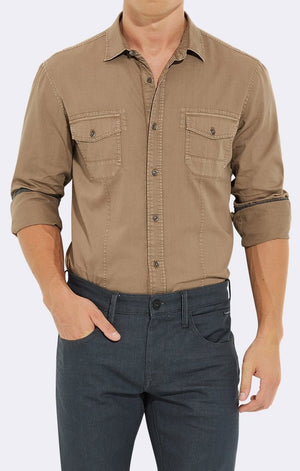 FOLDED SLEEVE SHIRT - WALNUT - Mavi Jeans