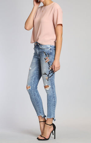 TESS SUPER SKINNY IN MID JAPANESE EMBROIDERY - Mavi Jeans