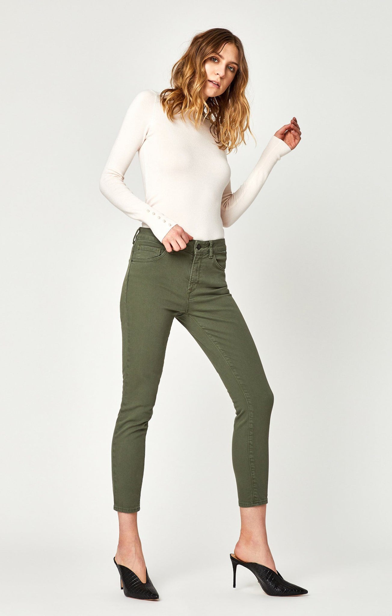 ADRIANA ANKLE SUPER SKINNY IN DUSKY GREEN TWILL - Mavi Jeans