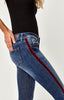 TESS SUPER SKINNY IN BURGUNDY VELVET STRIPE - Mavi Jeans