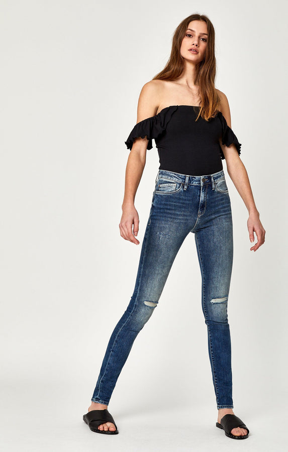 LUCY SUPER SKINNY IN DARK RIPPED NOLITA - Mavi Jeans