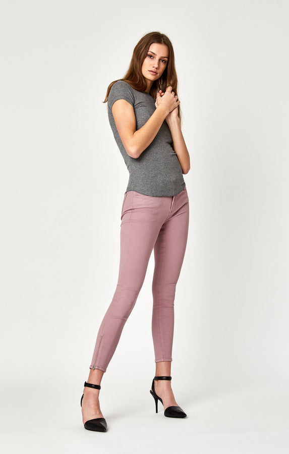 ADRIANA ANKLE ZIP SKINNY IN LT ROSE TWILL - Mavi Jeans