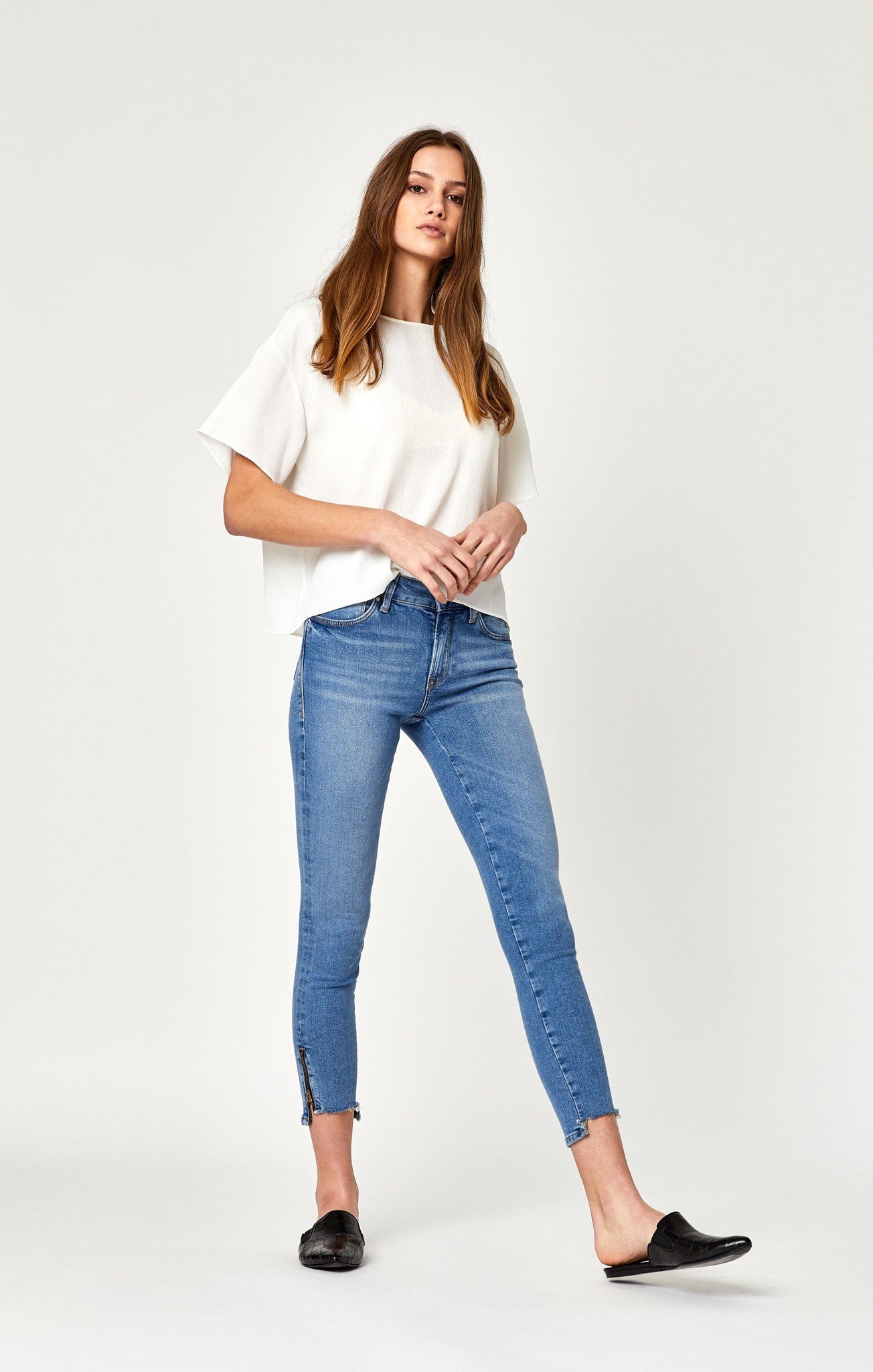 ADRIANA ANKLE ZIP SUPER SKINNY IN MID FRINGE NOLITA - Mavi Jeans