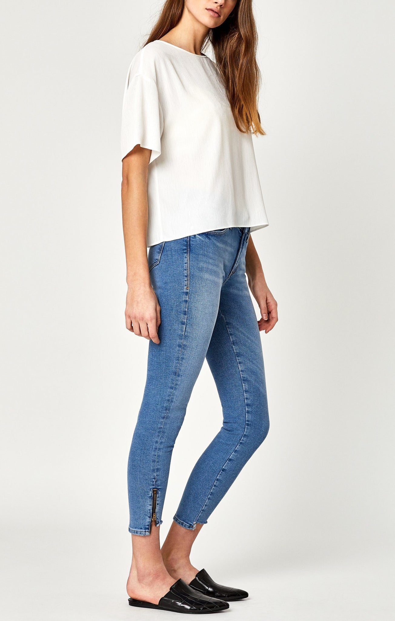 ADRIANA ANKLE ZIP SUPER SKINNY IN MID FRINGE NOLITA - Mavi Jeans