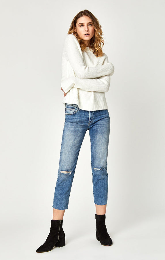 NIKI STRAIGHT CROP IN LT RIPPED VINTAGE - Mavi Jeans