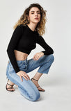 NIKI STRAIGHT CROP IN LT BLUE BLOCKING - Mavi Jeans