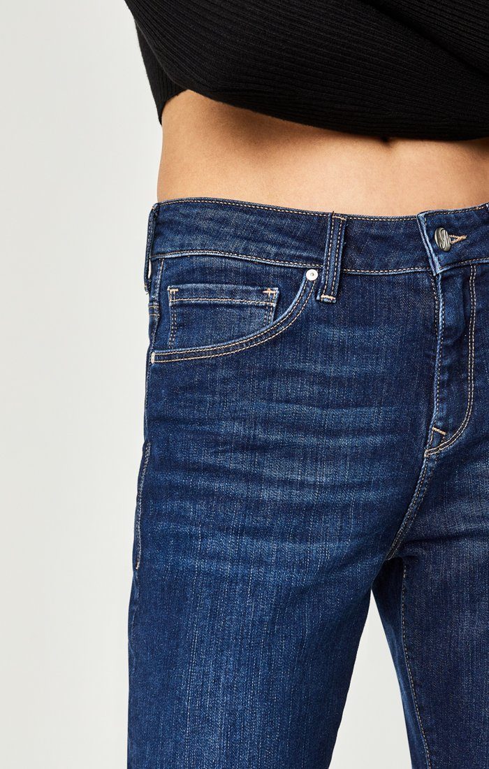 NIKI STRAIGHT CROP IN DARK INDIGO BLOCKING - Mavi Jeans