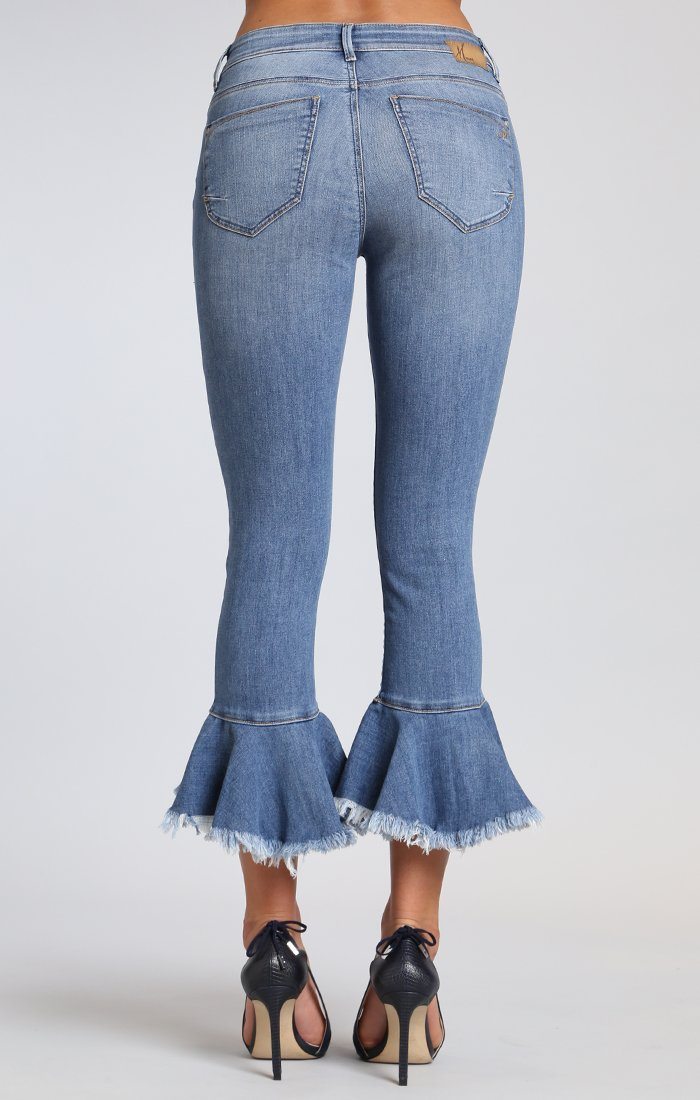 TESSA RUFFLE HEM SKINNY IN MID BRUSHED CHEEKY - Mavi Jeans