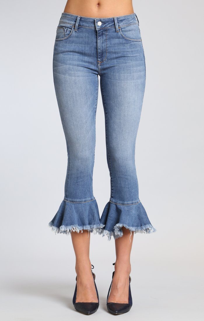 TESSA RUFFLE HEM SKINNY IN MID BRUSHED CHEEKY - Mavi Jeans