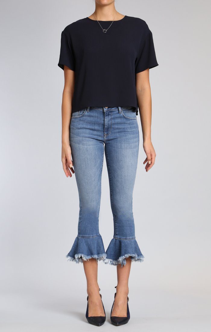 TESSA RUFFLE HEM SKINNY IN MID BRUSHED CHEEKY - Mavi Jeans