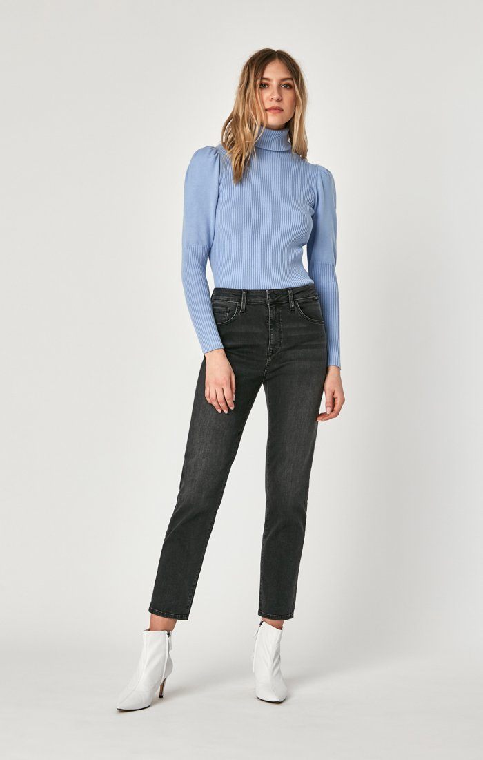 LEA STRAIGHT CROP IN DARK GREY VINTAGE - Mavi Jeans