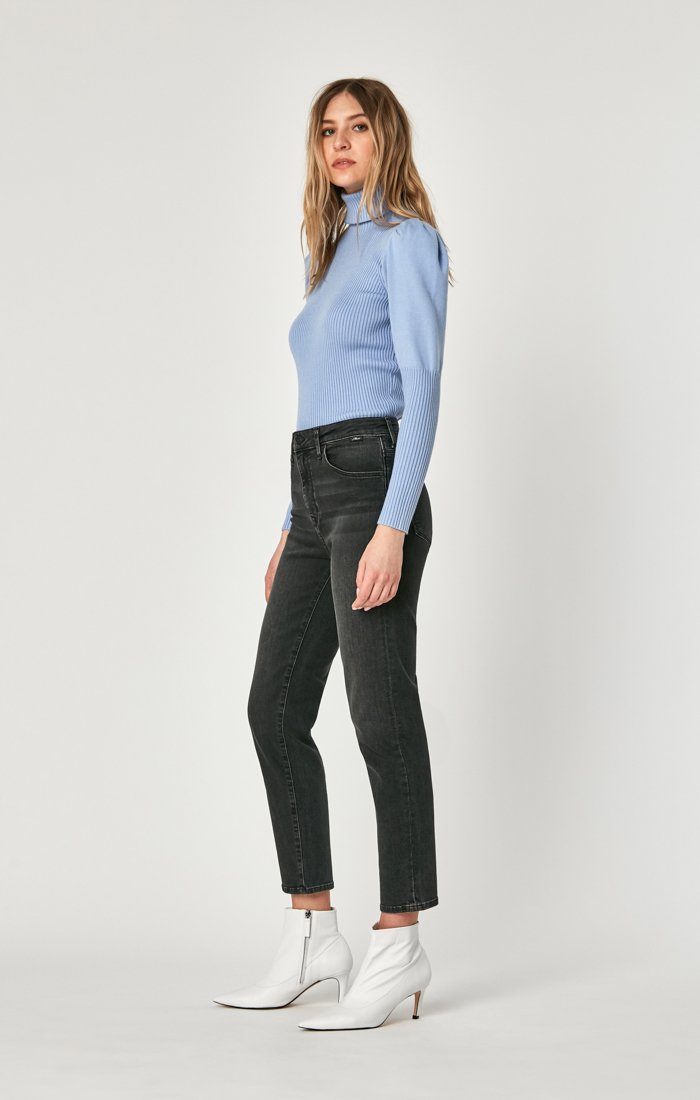 LEA STRAIGHT CROP IN DARK GREY VINTAGE - Mavi Jeans