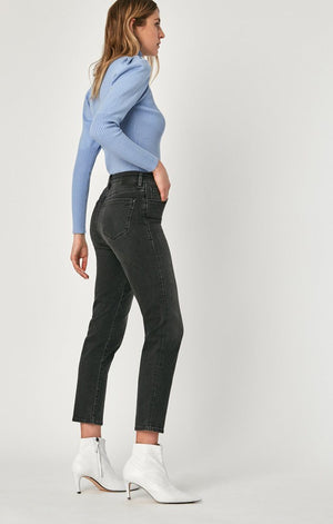 LEA STRAIGHT CROP IN DARK GREY VINTAGE - Mavi Jeans