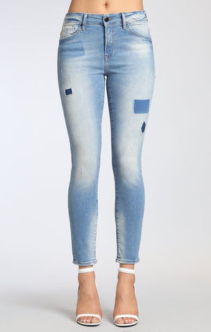 ALISSA ANKLE SUPER SKINNY  IN LT AQUA PATCHED VINTAGE - Mavi Jeans