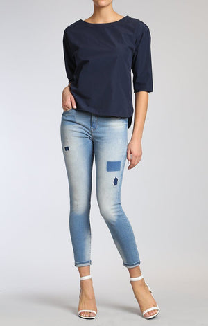 ALISSA ANKLE SUPER SKINNY  IN LT AQUA PATCHED VINTAGE - Mavi Jeans