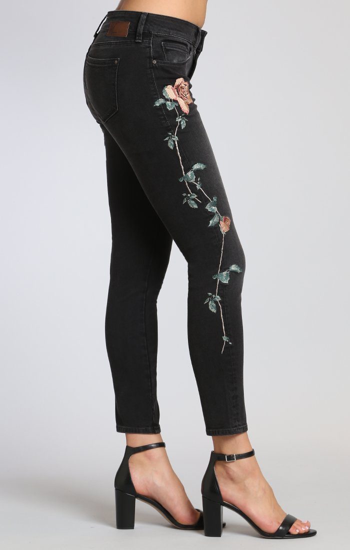 ADRIANA ANKLE SUPER SKINNY IN SMOKE ROSE EMBROIDERY - Mavi Jeans