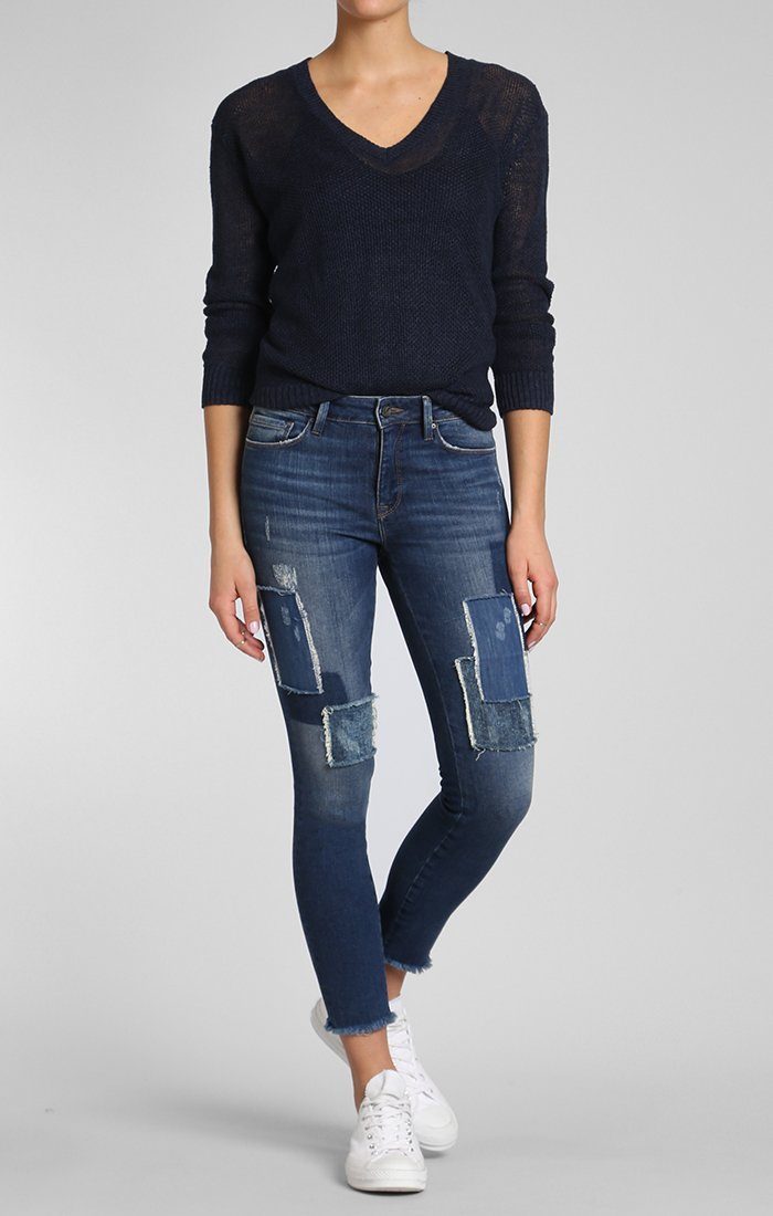 ADRIANA ANKLE SUPER SKINNY IN INDIGO PATCHED VINTAGE - Mavi Jeans