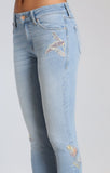 ADRIANA ANKLE SUPER SKINNY  IN LIGHT PALM EMBROIDERY - Mavi Jeans