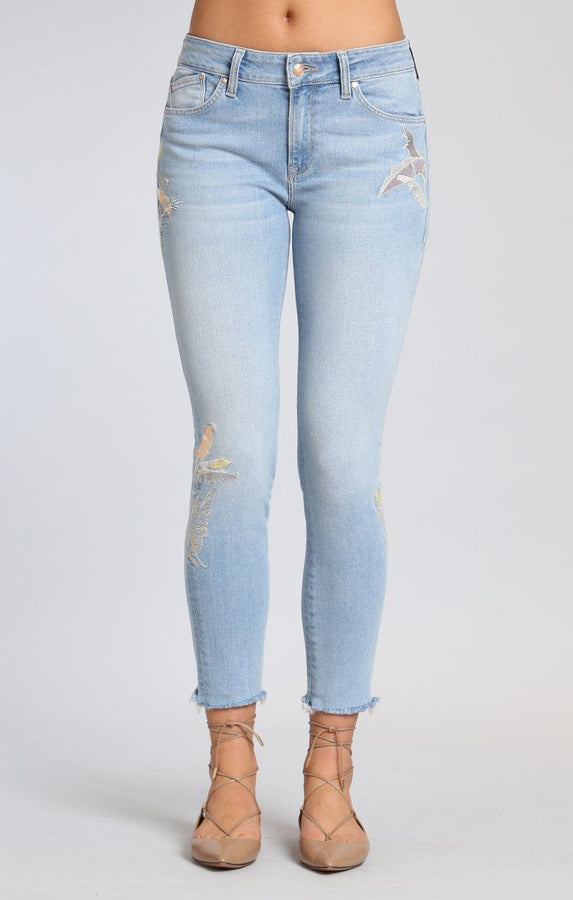 ADRIANA ANKLE SUPER SKINNY  IN LIGHT PALM EMBROIDERY - Mavi Jeans