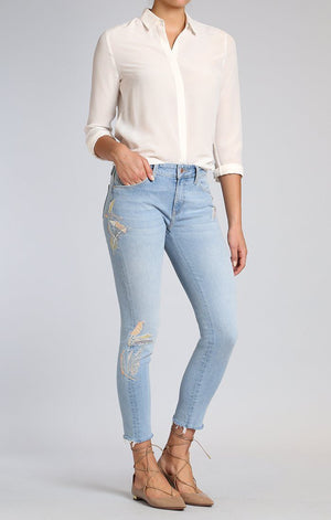 ADRIANA ANKLE SUPER SKINNY  IN LIGHT PALM EMBROIDERY - Mavi Jeans