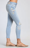 ADRIANA ANKLE SUPER SKINNY  IN LIGHT PALM EMBROIDERY - Mavi Jeans