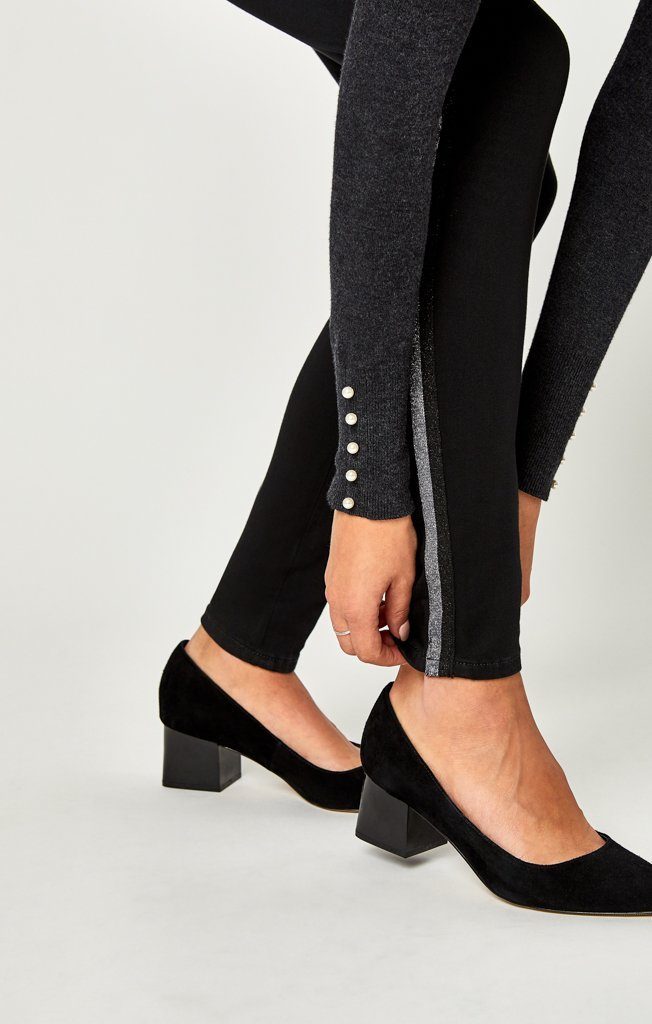 ADRIANA ANKLE SUPER SKINNY IN BLACK SHINY STRIPED - Mavi Jeans